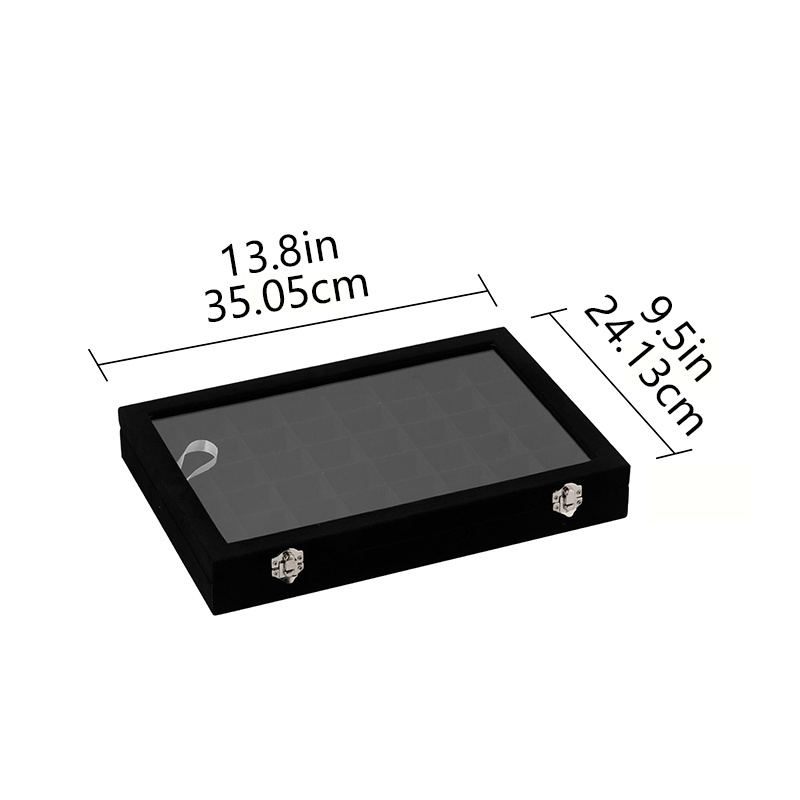 2pcs Large Velvet Jewelry Box Set, 12 & 48 Compartment Boxes