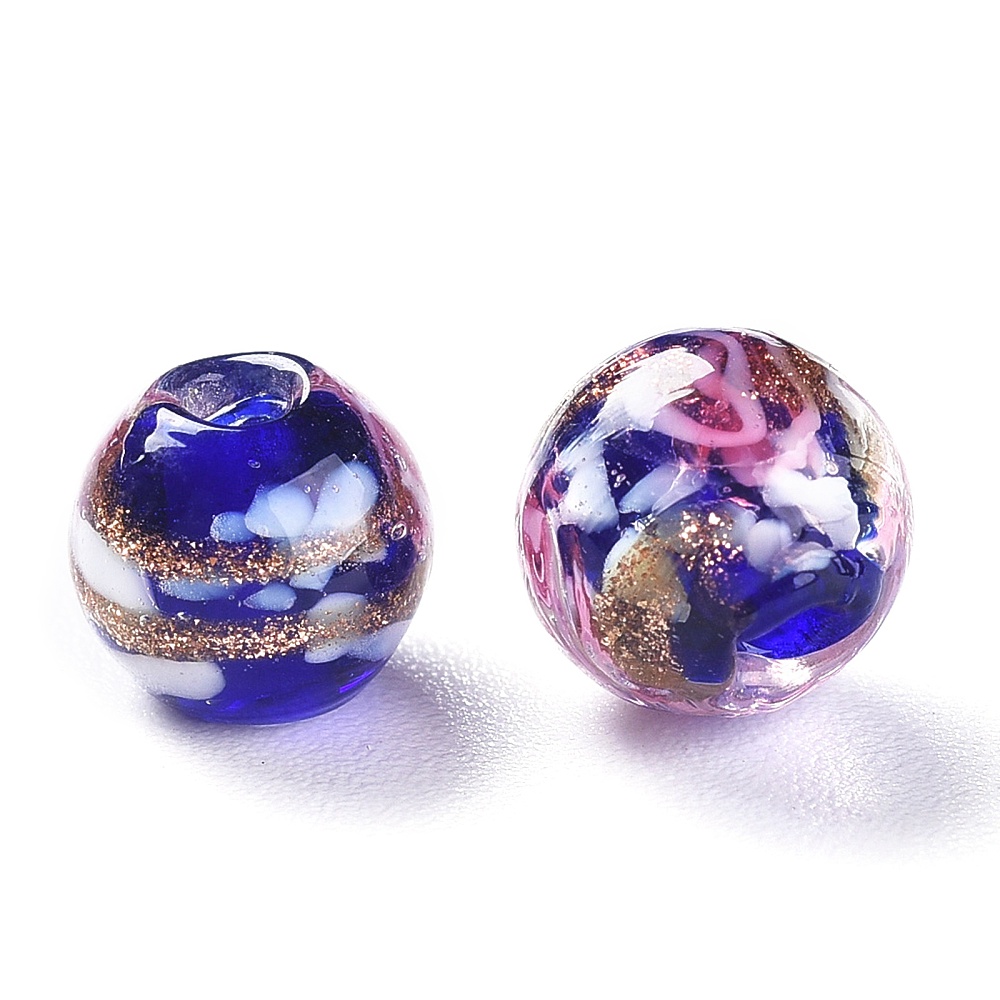 TEMU 10pcs Handmade Lampwork Beads With Inner Flower - Handmade Round Beads Suitable For Making, Necklaces, Bracelets, Keychains - Beads Craft