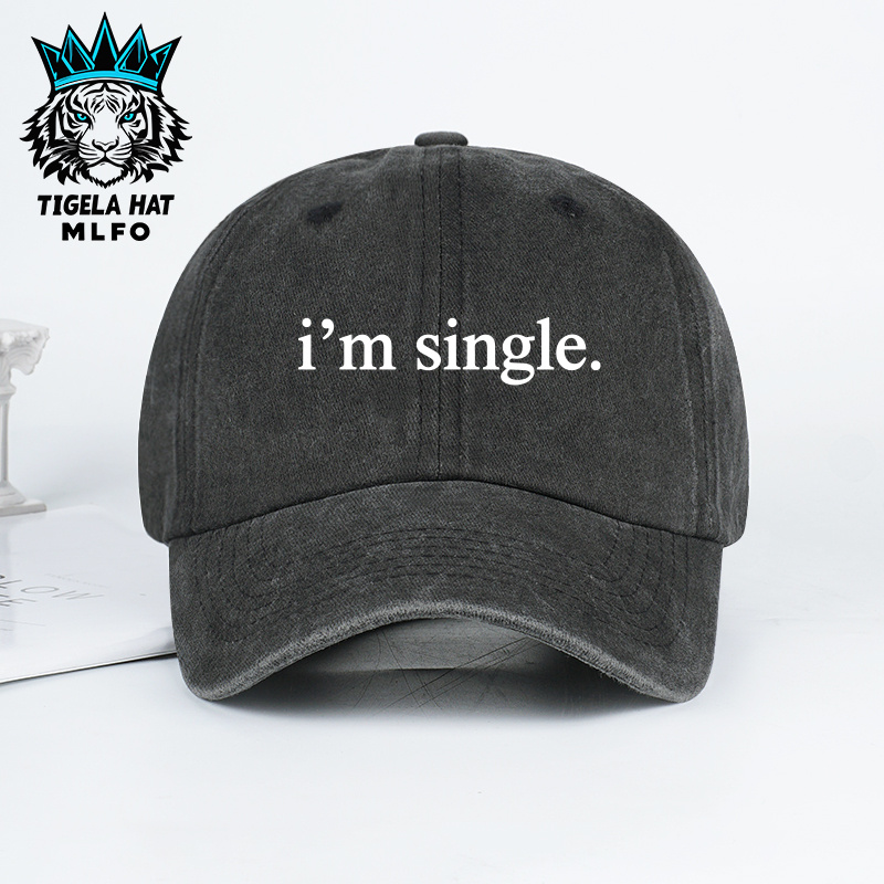 TEMU Unisex 'i'm Single' Baseball Cap With Simple Letter Printing And Effect. Adjustable, -style Cap Perfect For Single Parties, Dates, And Everyday