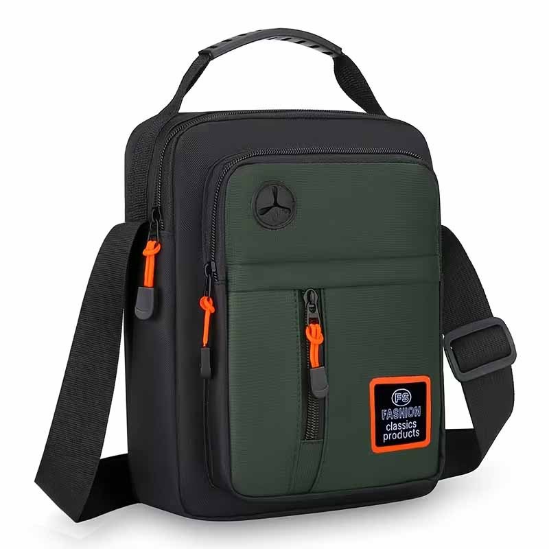 TEMU Men's Adjustable Crossbody Bag With Headphone Hole & Multi-pocket - Safety Rear Pocket, Suitable For Commuting, Travel, Street Style | Earphone