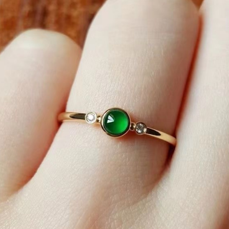 TEMU Ice-seed With Yellow-green Fluorescence, Egg-shaped , Simulated Jade Agate Ring: A Versatile, High-end Accessory For Her