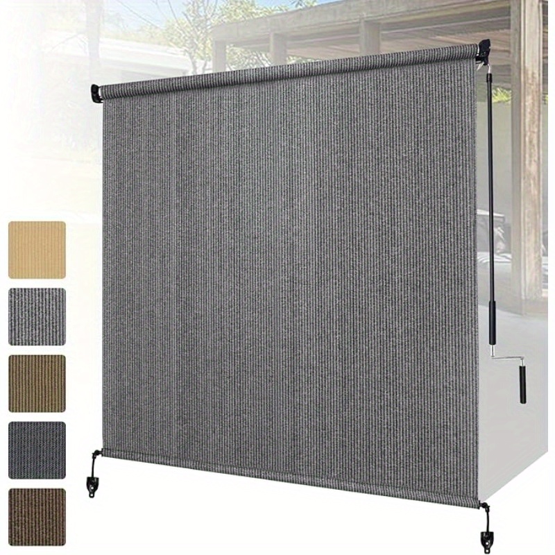 TEMU 8ft X 8ft Premium Outdoor Roller Shade - Heavy Duty Cordless Patio Blind With Splicing Panels For Porch, Deck & Pergola | Uv-resistant &