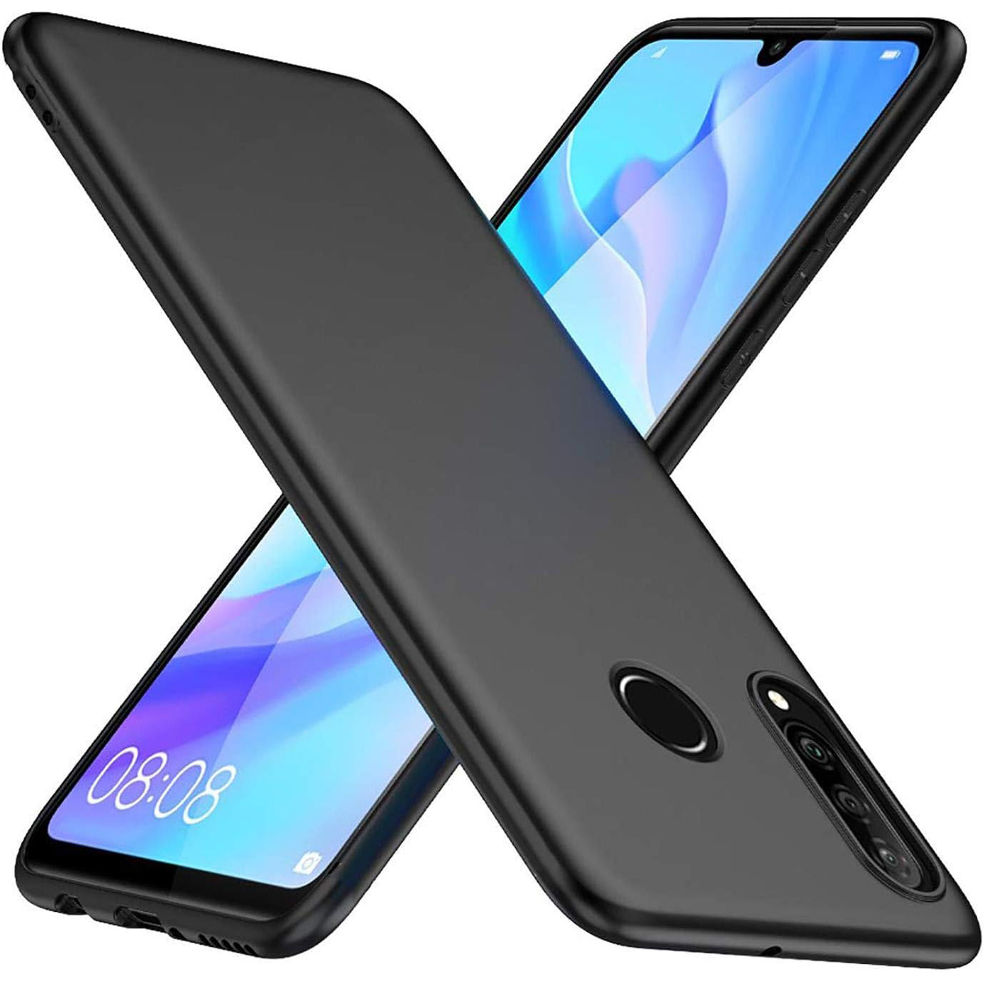 Ovitek za telefon: Ovitek za Huawei P30 Lite, črn silikonski ovitek, odporen na praske in udarce, zaščitni ovitek z obrobo