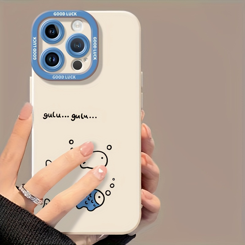 Fish Bubble Pattern Printed Mobile Phone Case Is Suitable for Iphone16 15 14 13 12Promax Soft Edge 11 Shock-Proof Protective Case, Suitable for Gifts for Male And Girlfriend