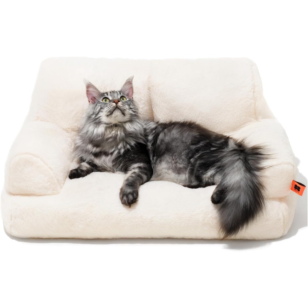 Comfortable Cat Sofa Bed Suitable For Cats & Small Dogs, Fluffy Fuzzy Couch With Non-slip Base & Machine Washable, Support Frame, All- Indoor Bed For Pets, Soft Suitable For