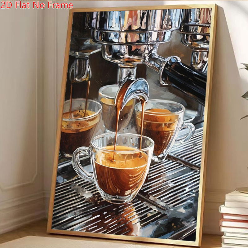 TEMU 2d Flat, Posters & Prints 2d Flat - 1 Unframed Canvas Painting, 1. Italian Espresso Exhibition Poster, Perfect For , High-quality Gift, Kitchen