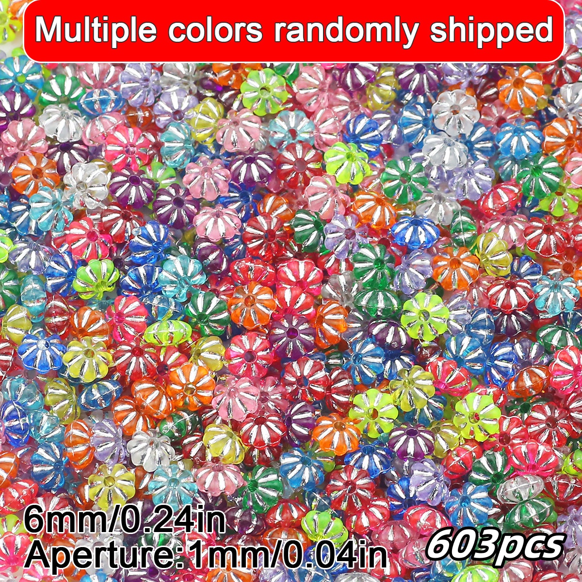 TEMU 6mm Halloween Mixed Color Wheel Beads Flat Acrylic Beads, Random Color, Through Hole Loose Beads, Beads & Bead Assortments, For Diy Bracelet &