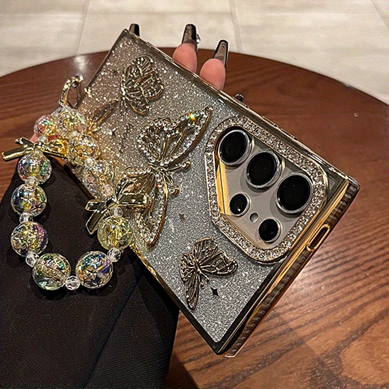 TEMU Phone Case: Light Sparkling Diamond Beaded Phone Strap Compatible With Ultra/s26 Phone Case New S24 /s26 Anti-drop Case S23u Women's