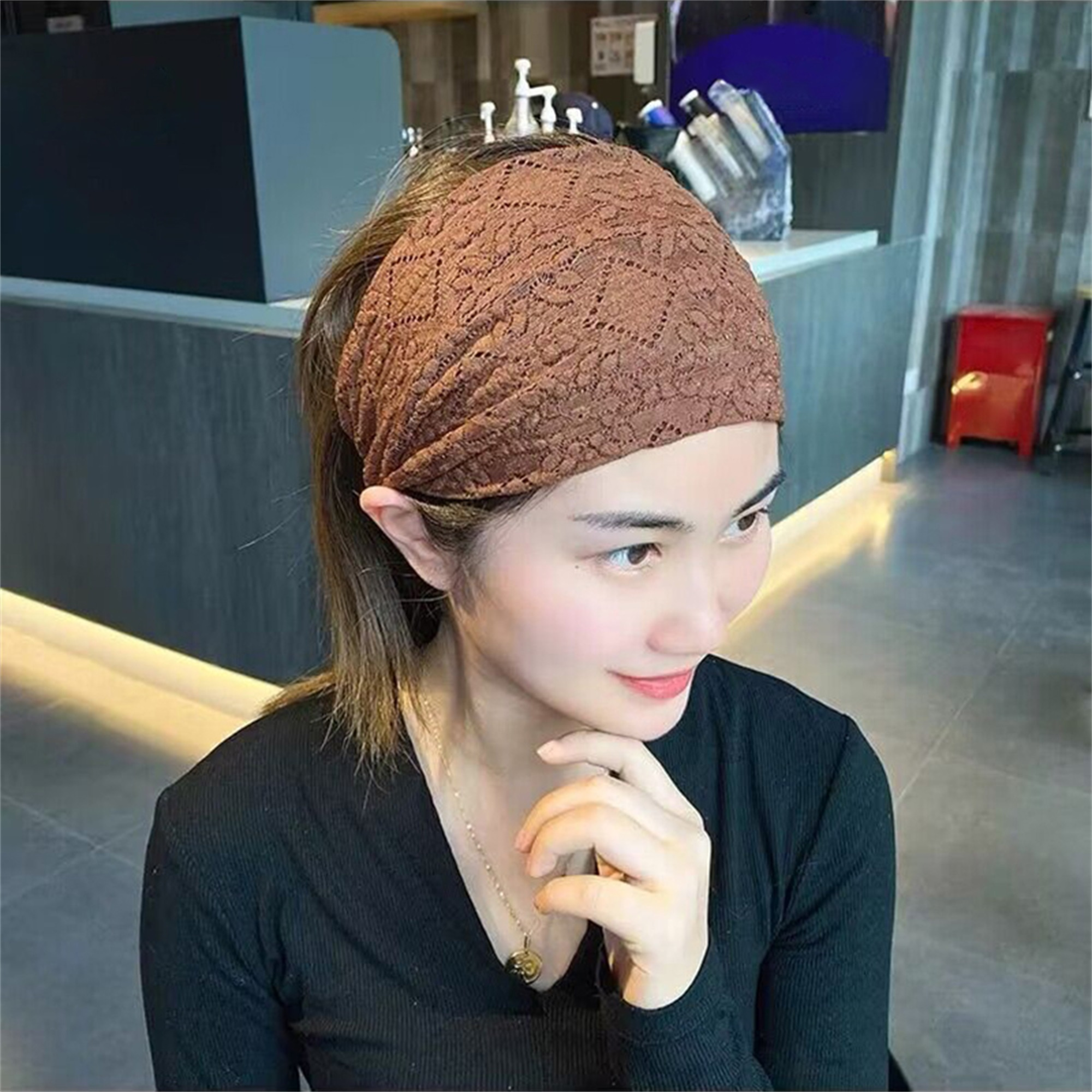 Women Wide Headbands Solid Color Bohemian Head Wraps Elastic Hair Bands for  Hair Styling Tool Accessories