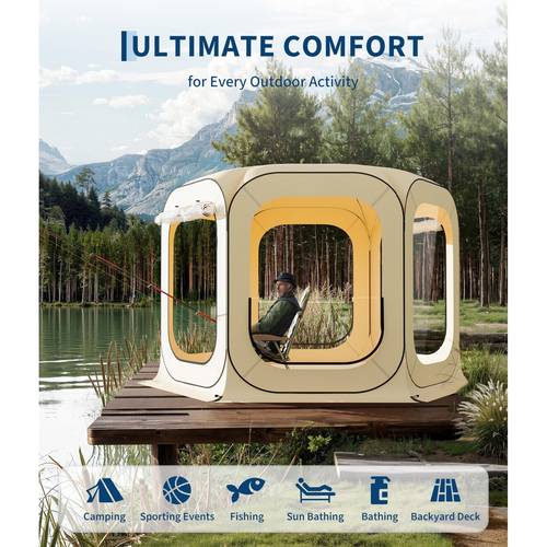 -Up Screened Tent, House Portable Screen Room Gazebo with Mosquito Net for Patio, Backyard, Deck And Garden And Outdoor Activities, Tailgate Glamping