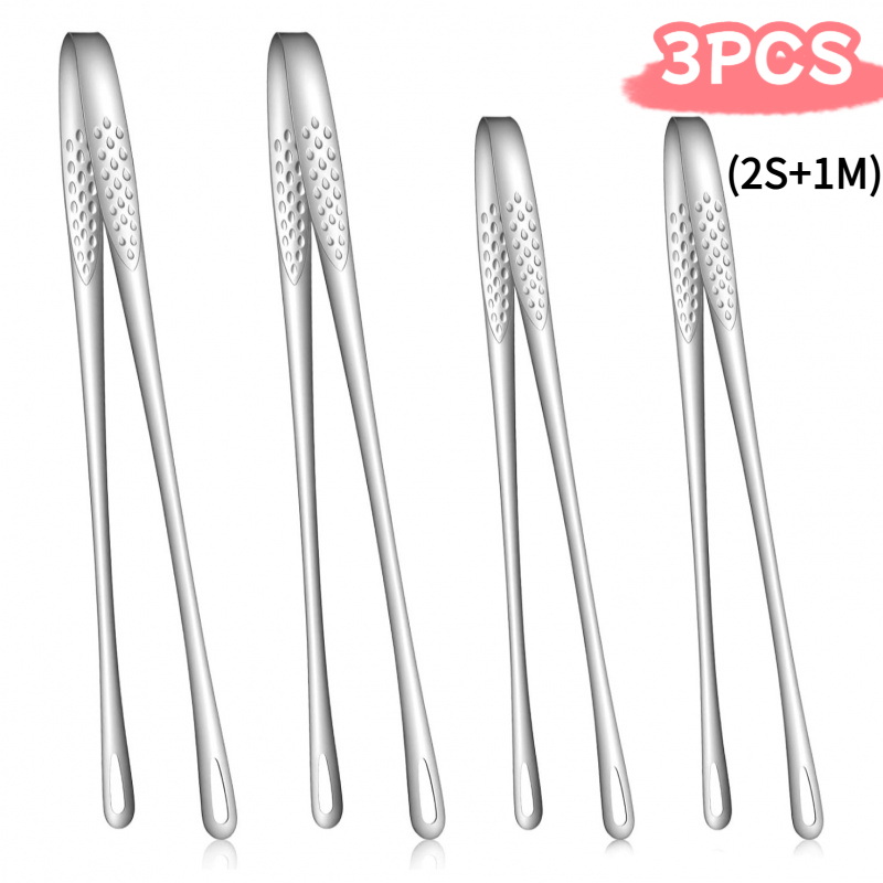 TEMU 3pcs Stainless Steel Multifunctional Barbecue Clips, Bread Clips, Tongs, Including 11.02 Inch And 9.45 Inch Sizes - Suitable Barbecue, Home