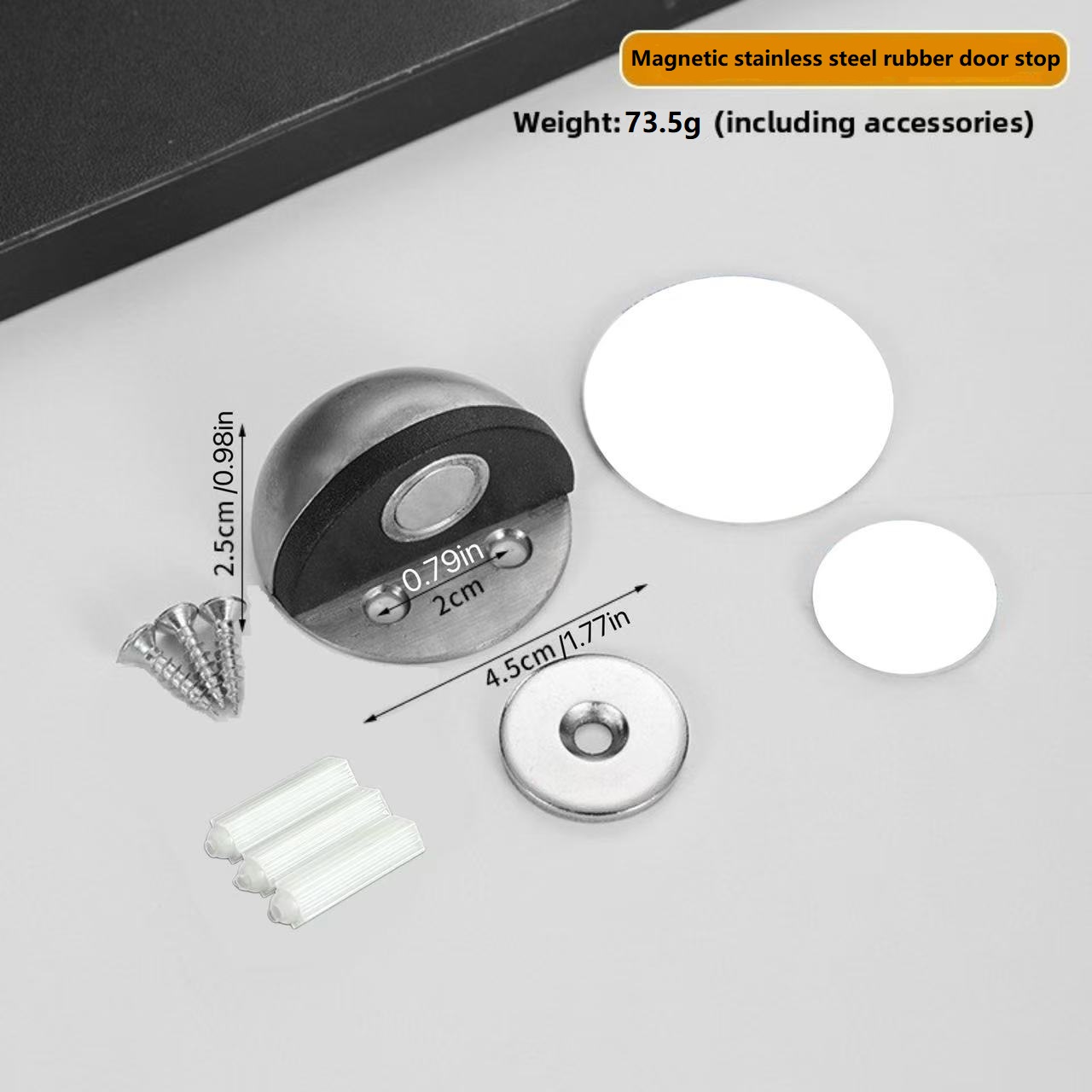 TEMU Door Stop, Anti-collision Silent Strong Magnetic Door Stop, Metal Hemispherical Door Stop, Room Door , 2 Installation : Screw Fixation/adhesive