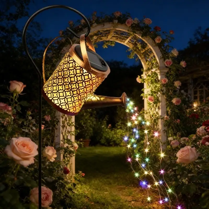 IP65 Solar LED Wasserkocher Licht, Solar Gartenleuchte, Solar Dekoleuchte, Solar Hängeleuchte für Außen, Solar Metall Landschaftsleuchte, Dekorative Feiertagsbeleuchtung, Ideal für Höfe, Gärten,