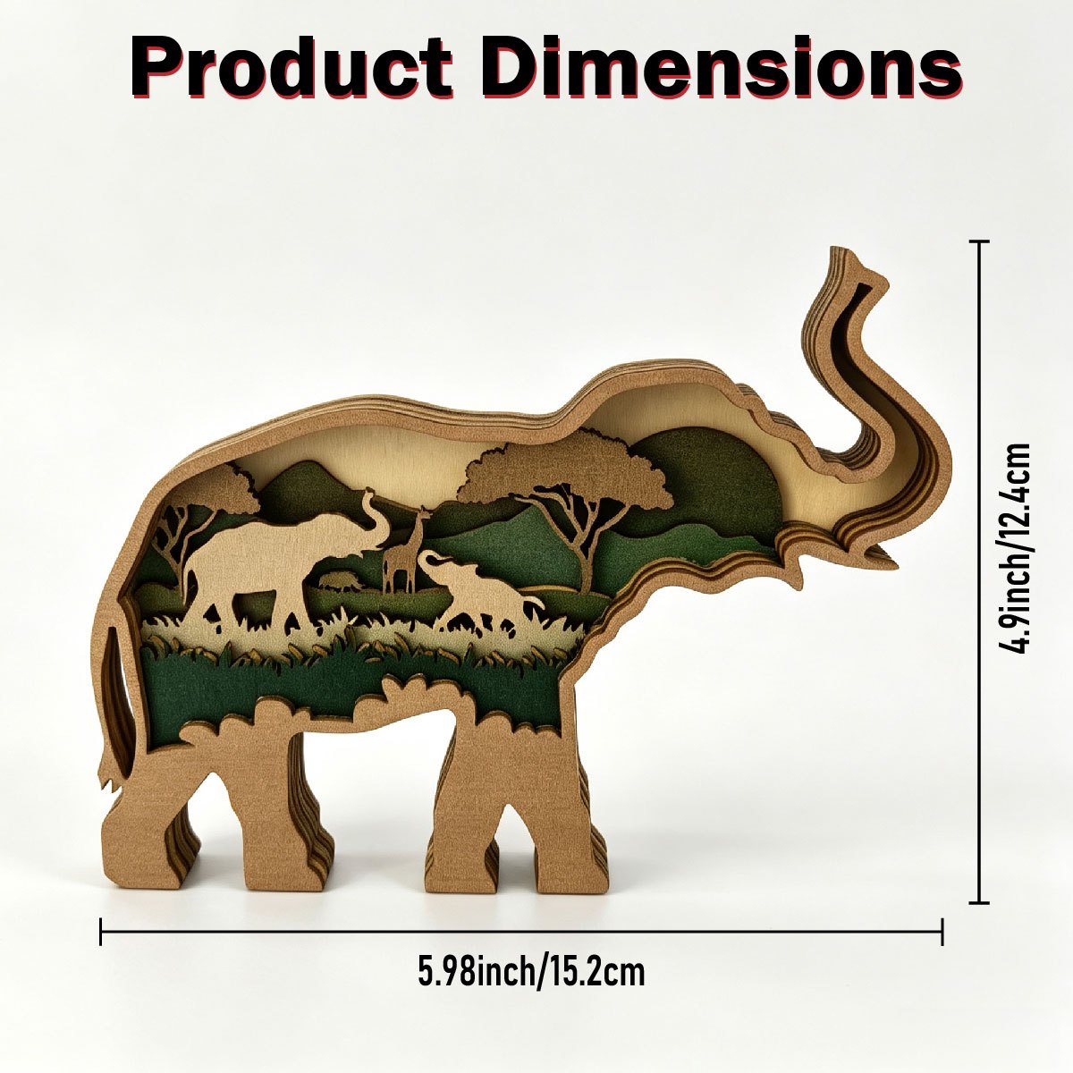 TEMU Handmade Laser-cut 7-layer Wooden Elephant Sculpture - African Animal Figurine With Layers, Resin-compatible Wood Carving Ornament Suitable For