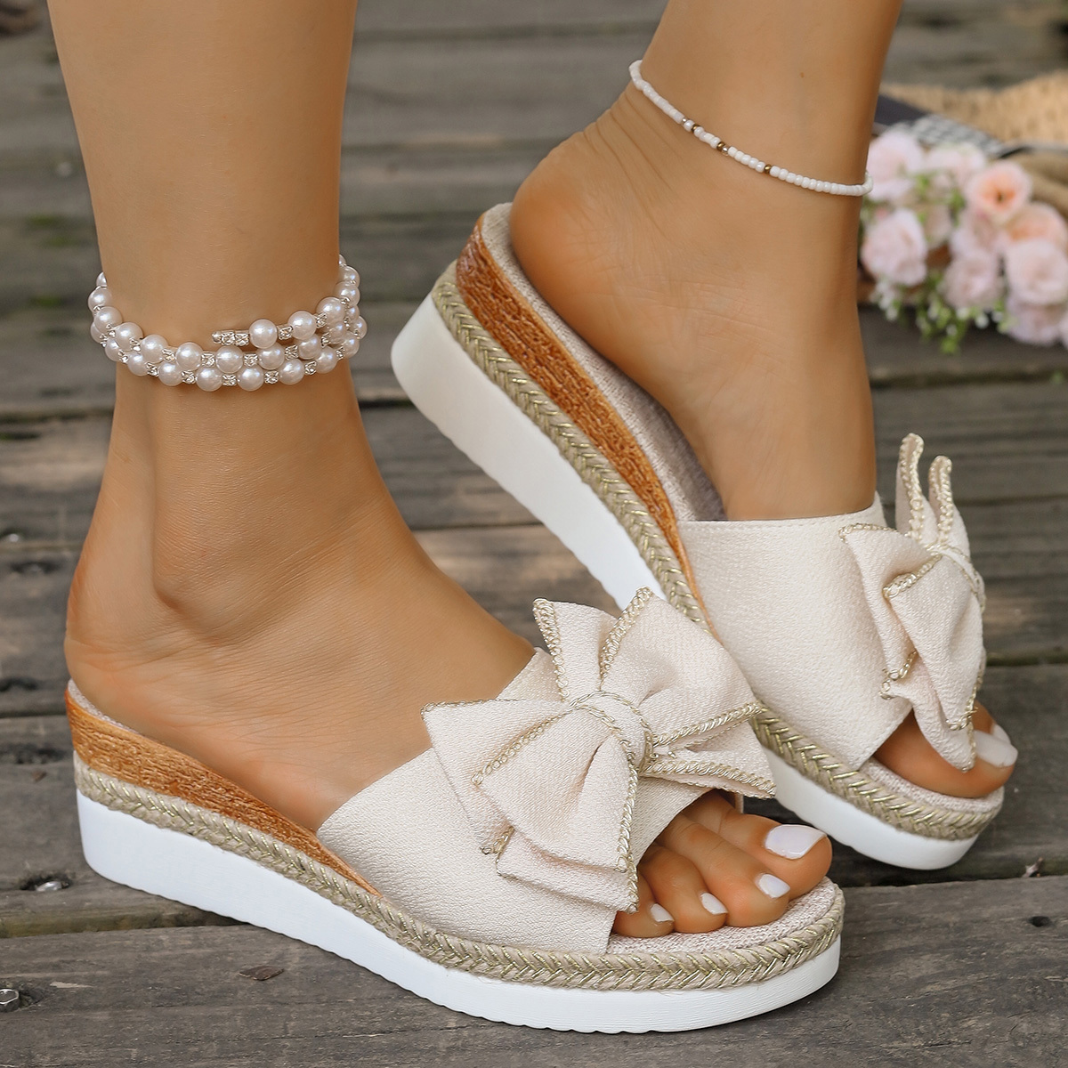 Sandali Con Plateau Donna - Punta Aperta E Cinturino Alla Caviglia - Traspiranti E Antiscivolo - Foto 2