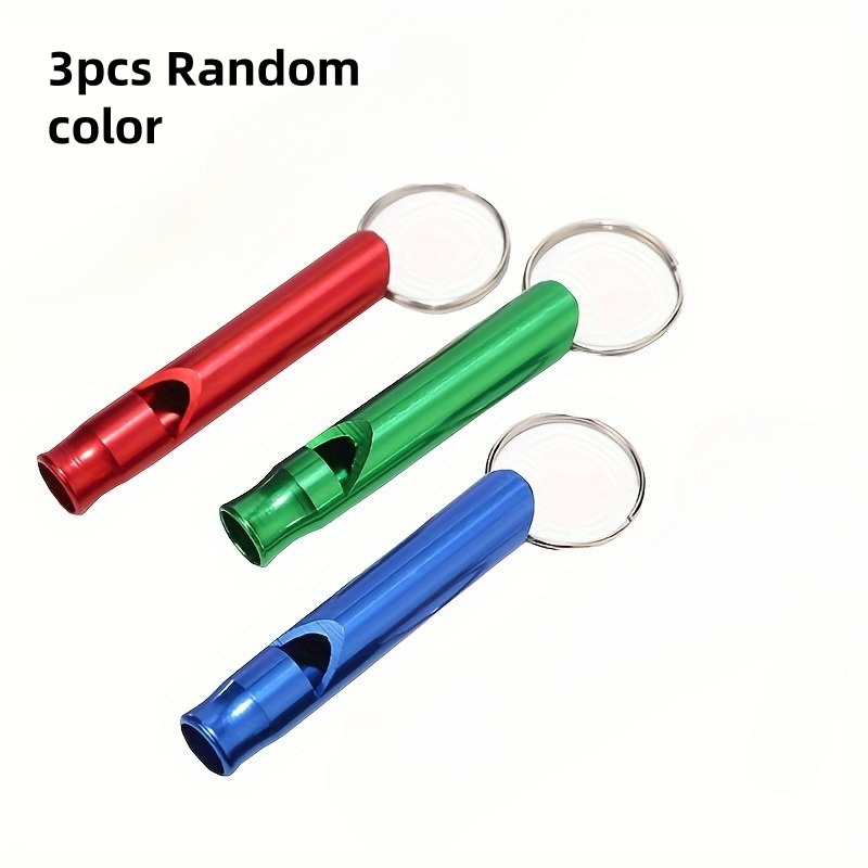 TEMU Juego de 3 silbatos de de color aleatorio, silbatos de llavero para exteriores, silbatos brillantes con anillas para llaves - Silbatos de