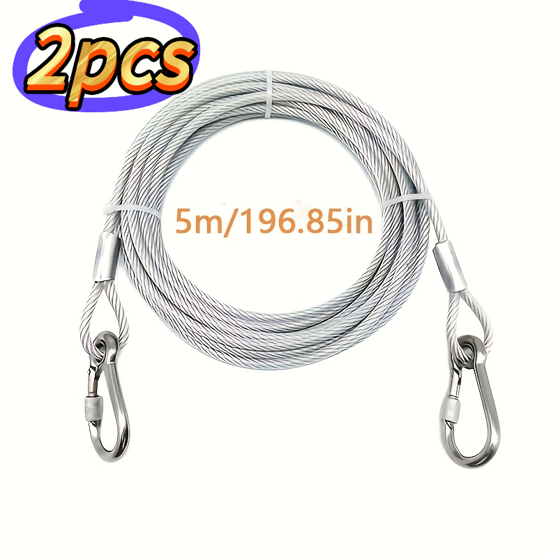 TEMU 2pcs 196.85-inch Stainless Chain With Reflective And Rust-proof Features, Suitable For Medium To Large Dogs, Can Be Used In Courtyards And As A