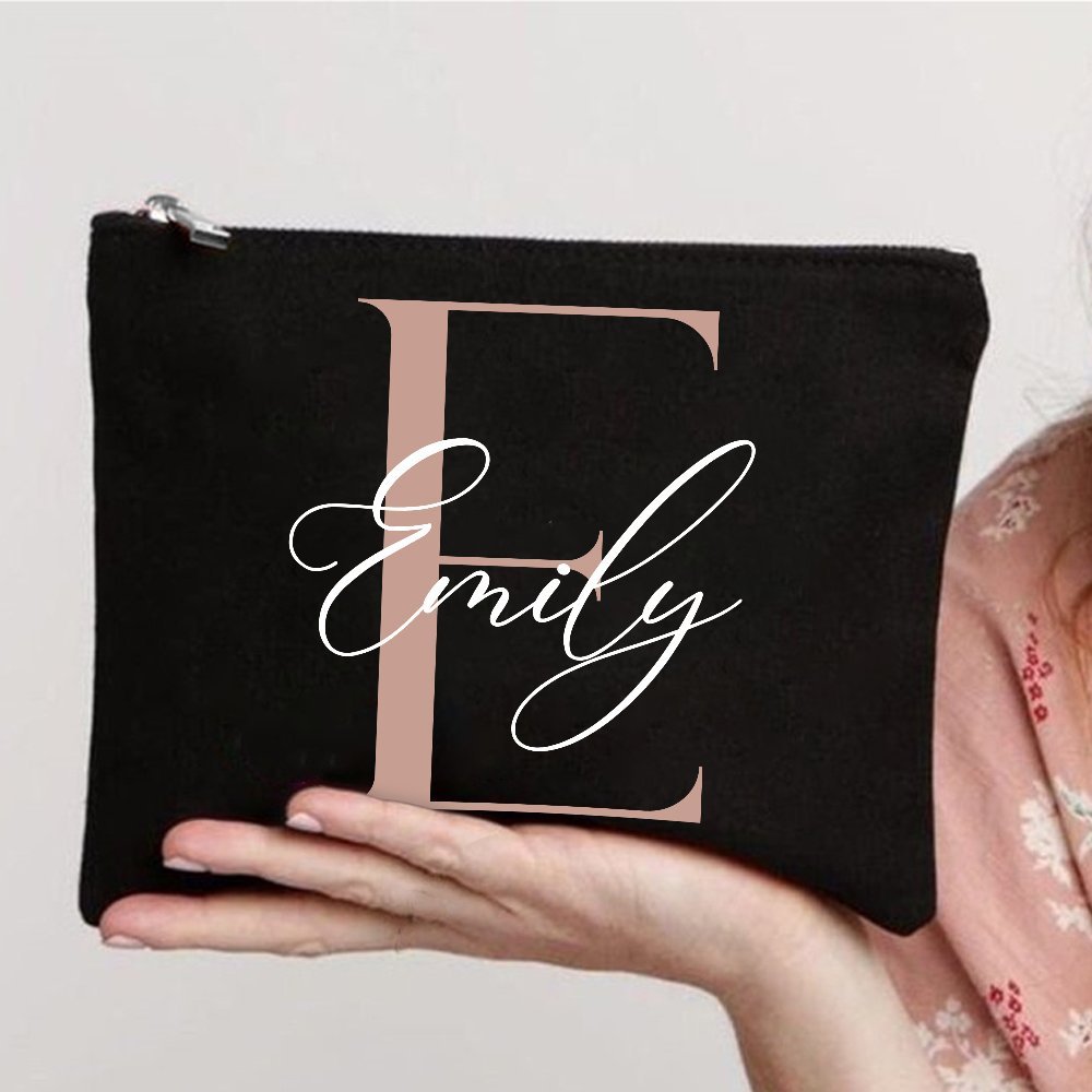 TEMU Bedruckte Make-up-Tasche mit Initiale - Personalisierte -Make-up-Tasche - Individuelle Make-up-Tasche - Namens-Initialtasche - Personalisierte