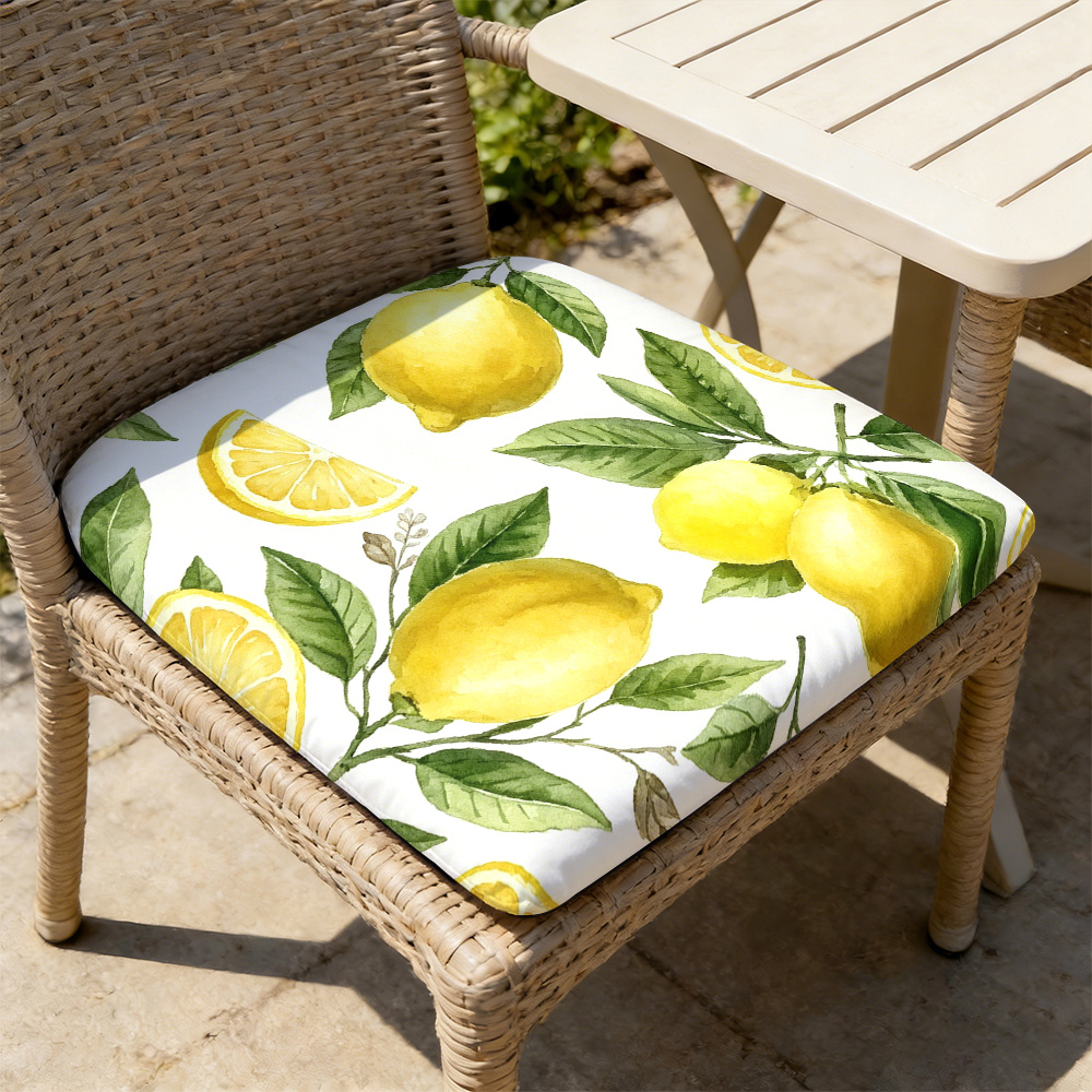 TEMU 1pc Fresh And Soothing Watercolor Lemon Pattern Leisure Seat Cushions, Indoor And Outdoor Seat Cushions, Back Cushions, Size 19.7*17.7*1.57inch,