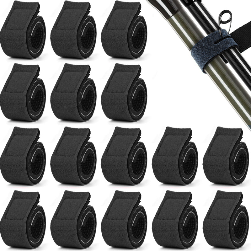 TEMU 16pcs Fishing Rod Straps, Elastic Rod Ties, Suitable For Casting Rods, Spinning Rods And Fly Rods, Fishing Rod Storage Protection Binding Straps