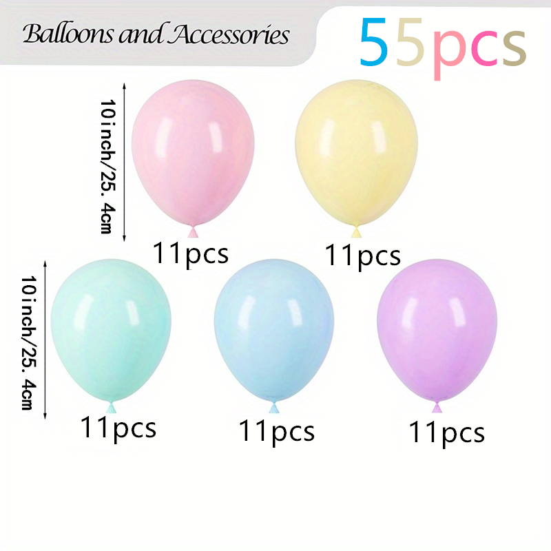 55pcs/set 10inch Macaron Latex Balloons, For Shower, Graduation, Easter, Wedding, Birthday, Bridal Shower, Rainbow Party, Anniversary Party Decorations Supplies For Christmas, Halloween