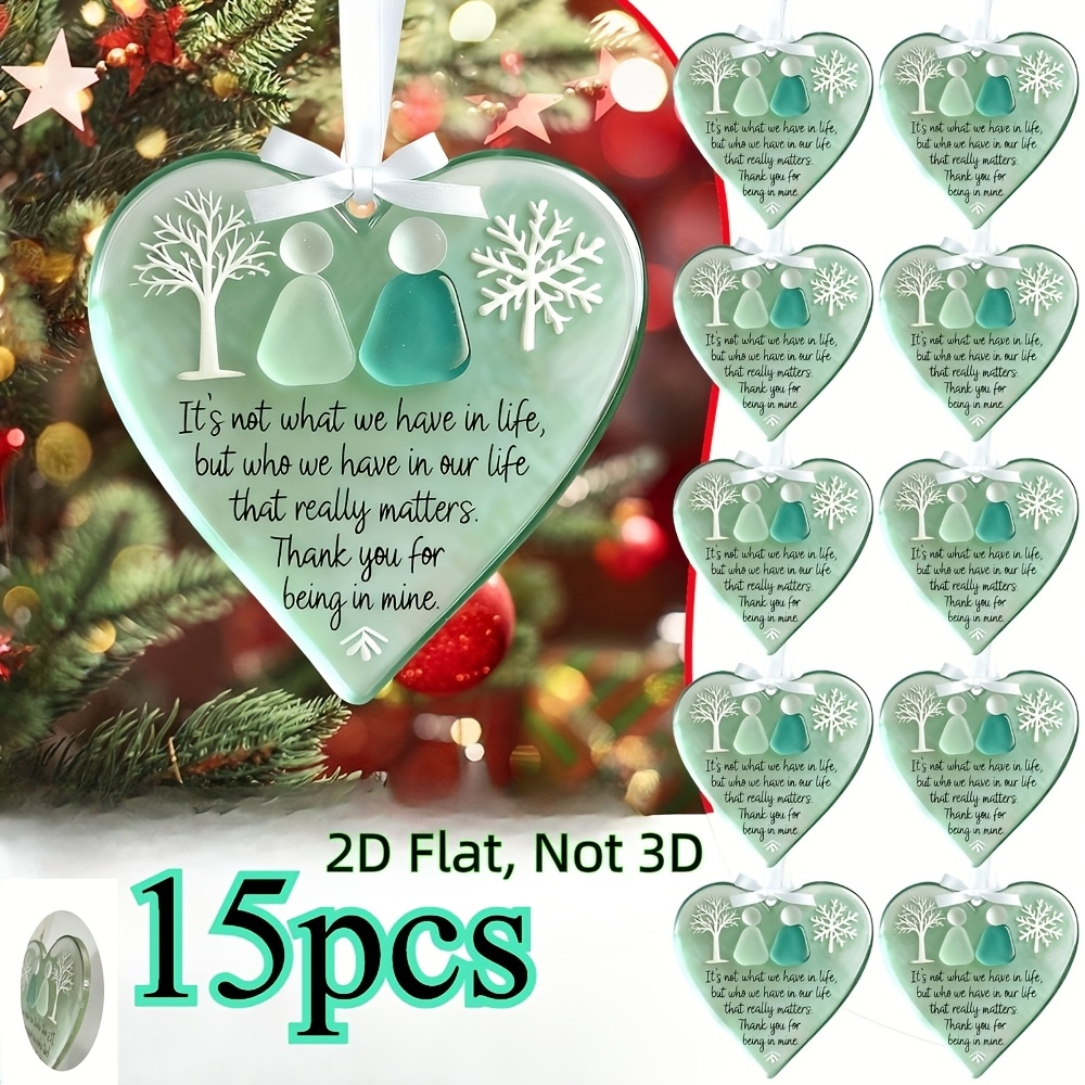 TEMU 2d Flat, 15pcs 2d Flat Heart Ocean, Acrylic Friendship Hanging Decoration- " Is Not Have" Emotional Quote Pendant, Suitable For Christmas Tree