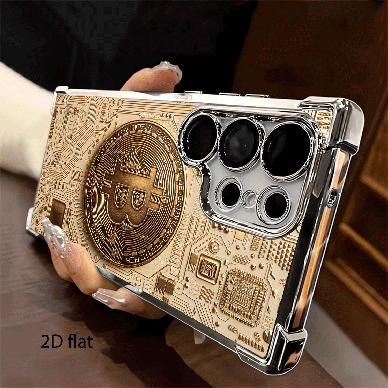 TEMU Phone Case: 2d Phone Case With Golden Core Circuit Electroplated Four-corner Tpu Drop-proof Case, New Model With Lens Protection, Suitable For