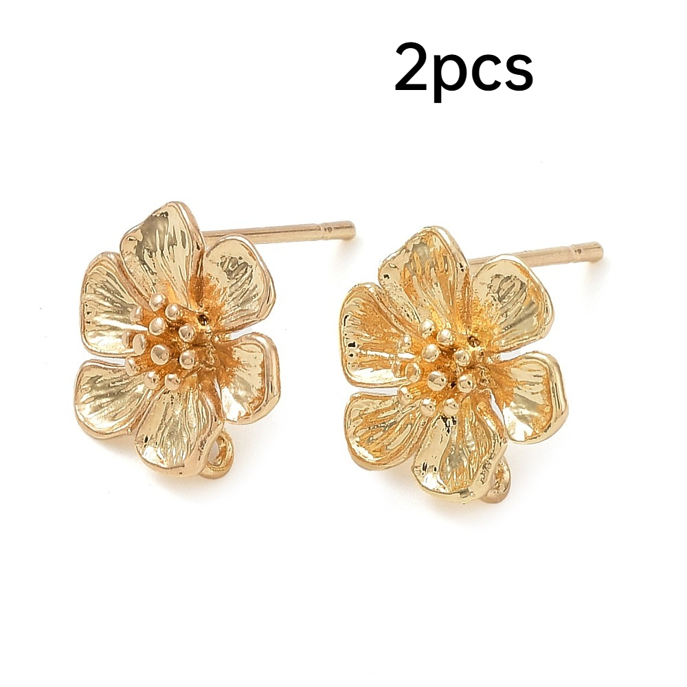 TEMU 2 piezas de bisagras de latón chapadas en oro de , con bucle vertical, flor, 12X13 mm, para hacer aretes, tapones y bisagras para aretes