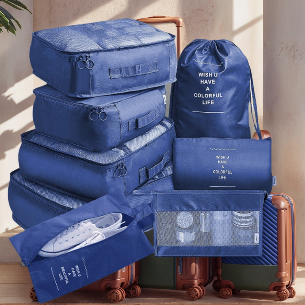 8pcs Travel Storage Bag Set with Cosmetic Bag Travel Organizers for   Packing Portable Luggage Organizer Travel Accessories Sorting Bags Travel  