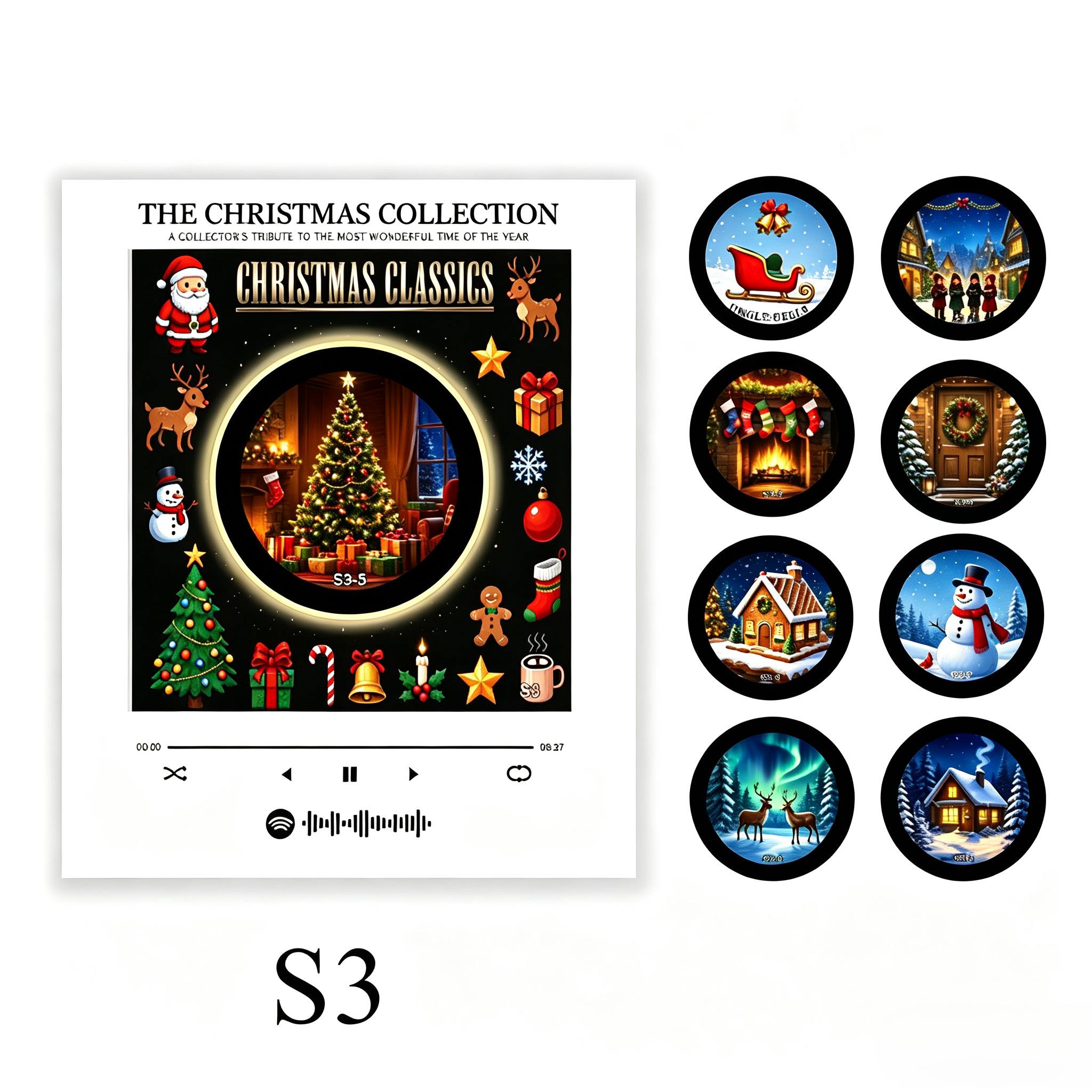 christmas vinyl record player fridge magnet set 9pcs records interactive music fridge decor kitchen home refrigerator ornament unique creative holiday gift Product details 6