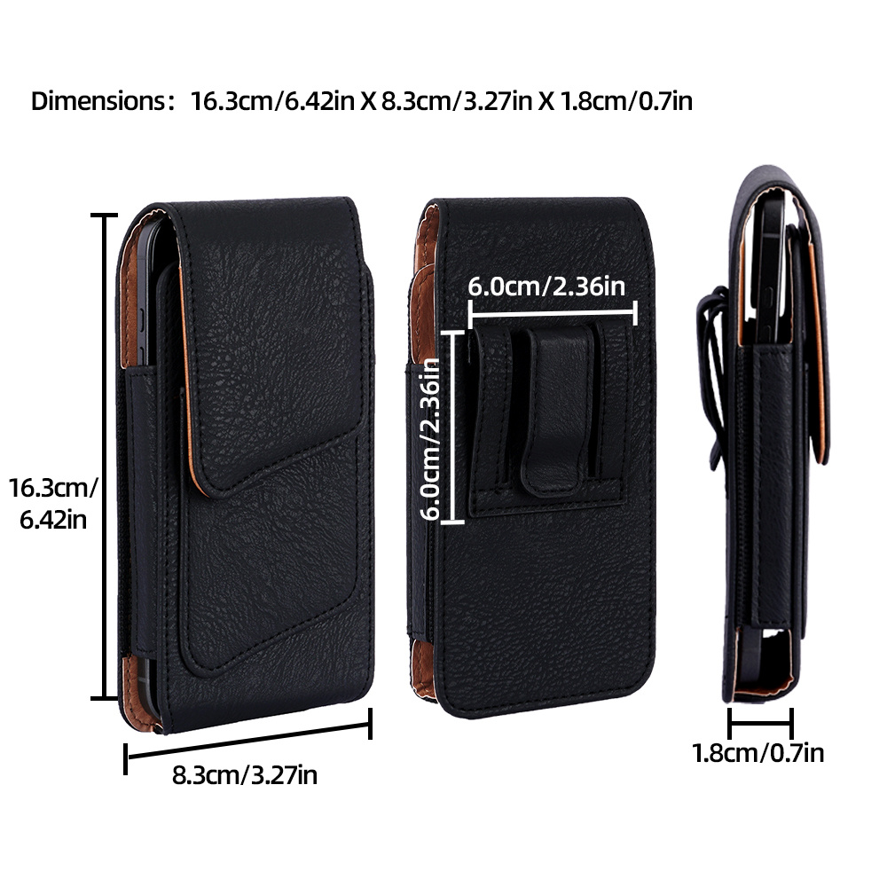 TEMU Simple And Versatile Synthetic Leather Pu Mobile Phone Waist Bag With Belt And Waist Strap Slot For Easy Attachment Sutible For A17 A16 S26 S25