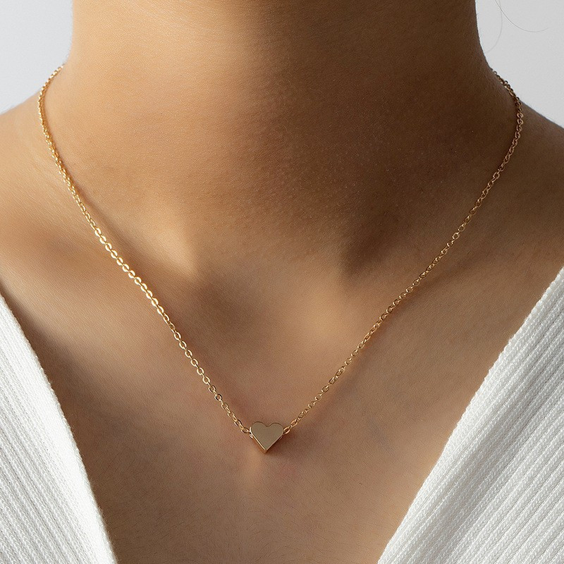 Stainless Steel 18k Golden Plated Heart Pendant Necklace