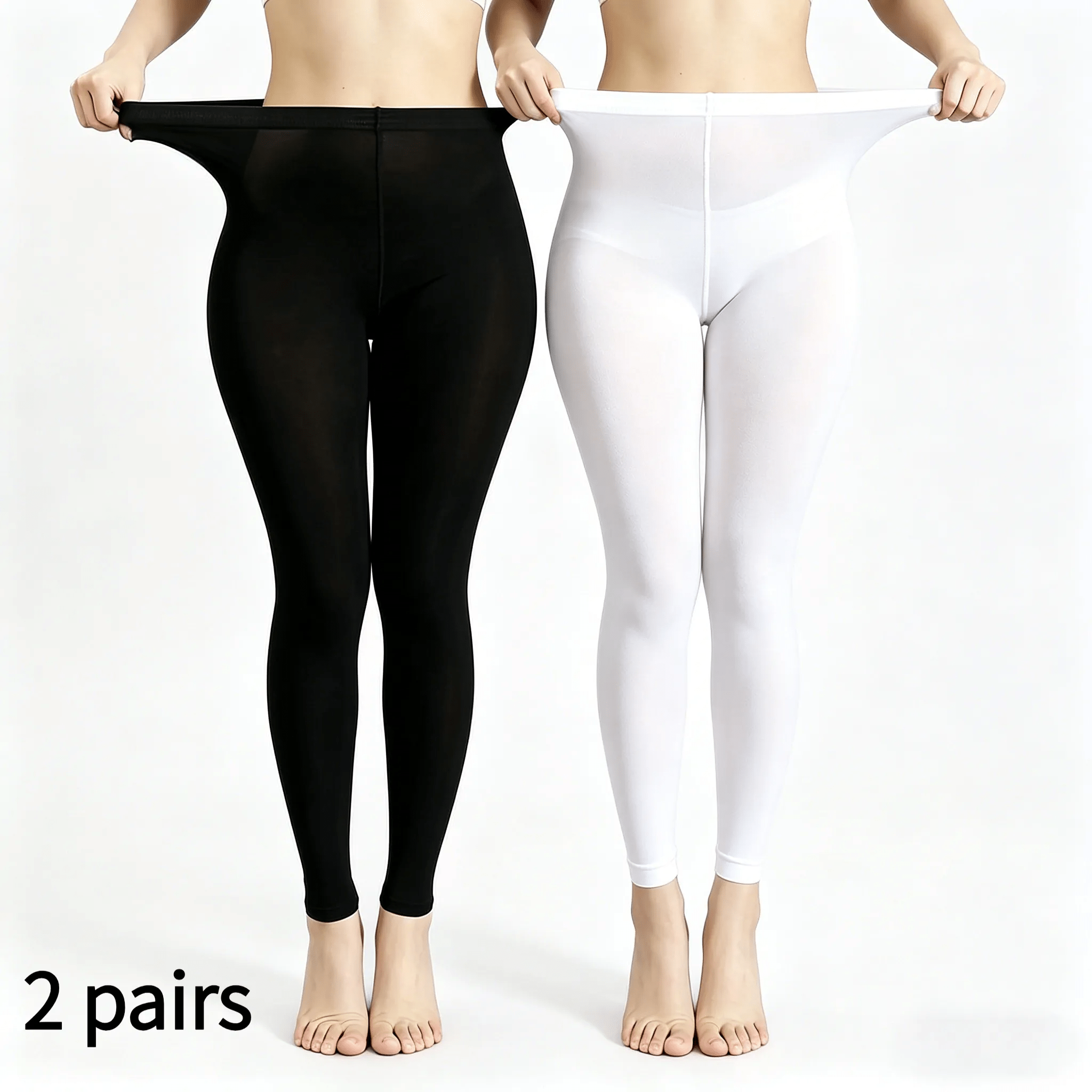 Image of 2-pack Stretchy Cropped Leggings For Women| Fabric For . Vibrant Options, Perfect For Daily, Beach, Or Casual Styling