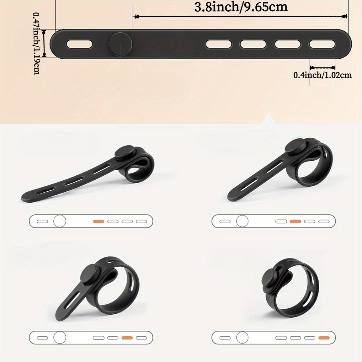 5pcs Durable Silicone Cable Ties for Cord Organisation