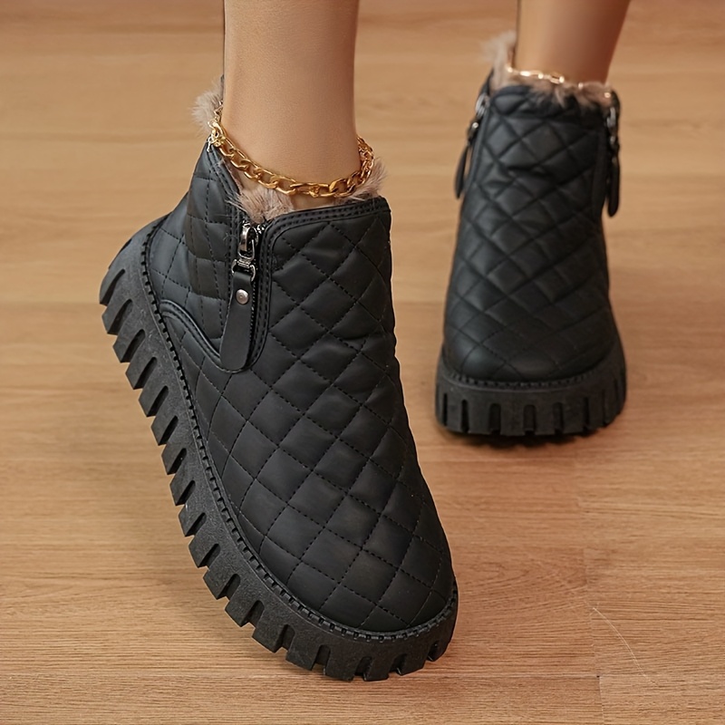 Women's Zip-Up Round-Toe Ankle Boots for Winter