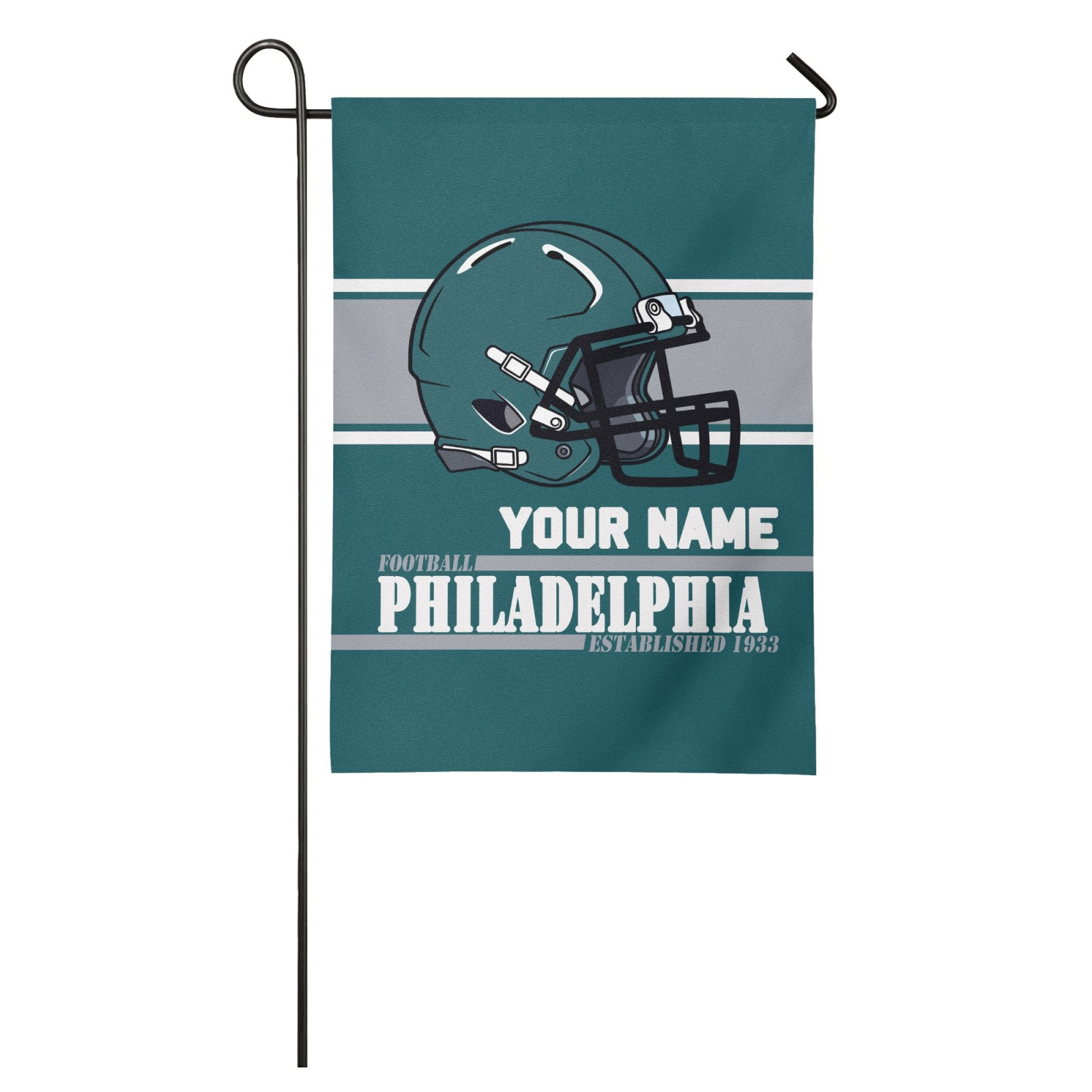 

Custom Philadelphia Double-sided Garden Flag, 12x18 Inch - Personalized For Indoor/outdoor, Polyester Knit, Teal With Team & Name Field,, Home Decor