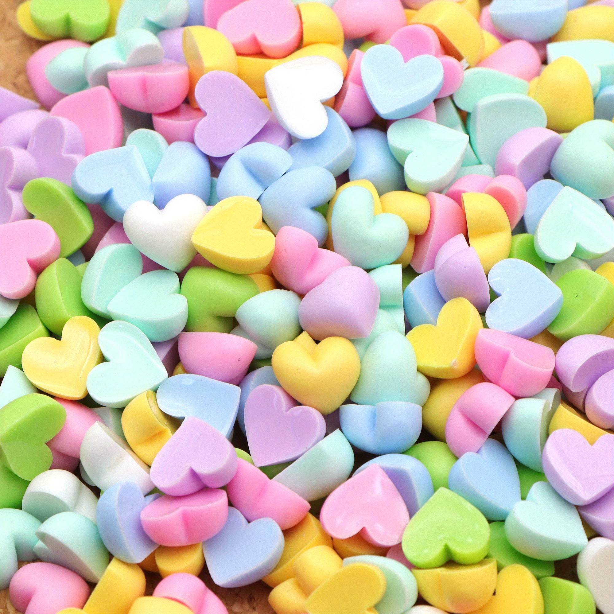 

50pcs Pastel Frosted 3d Mini Heart Resin Charms, Assorted Colors - Ideal For , Hair Clips & Scrapbooking Crafts