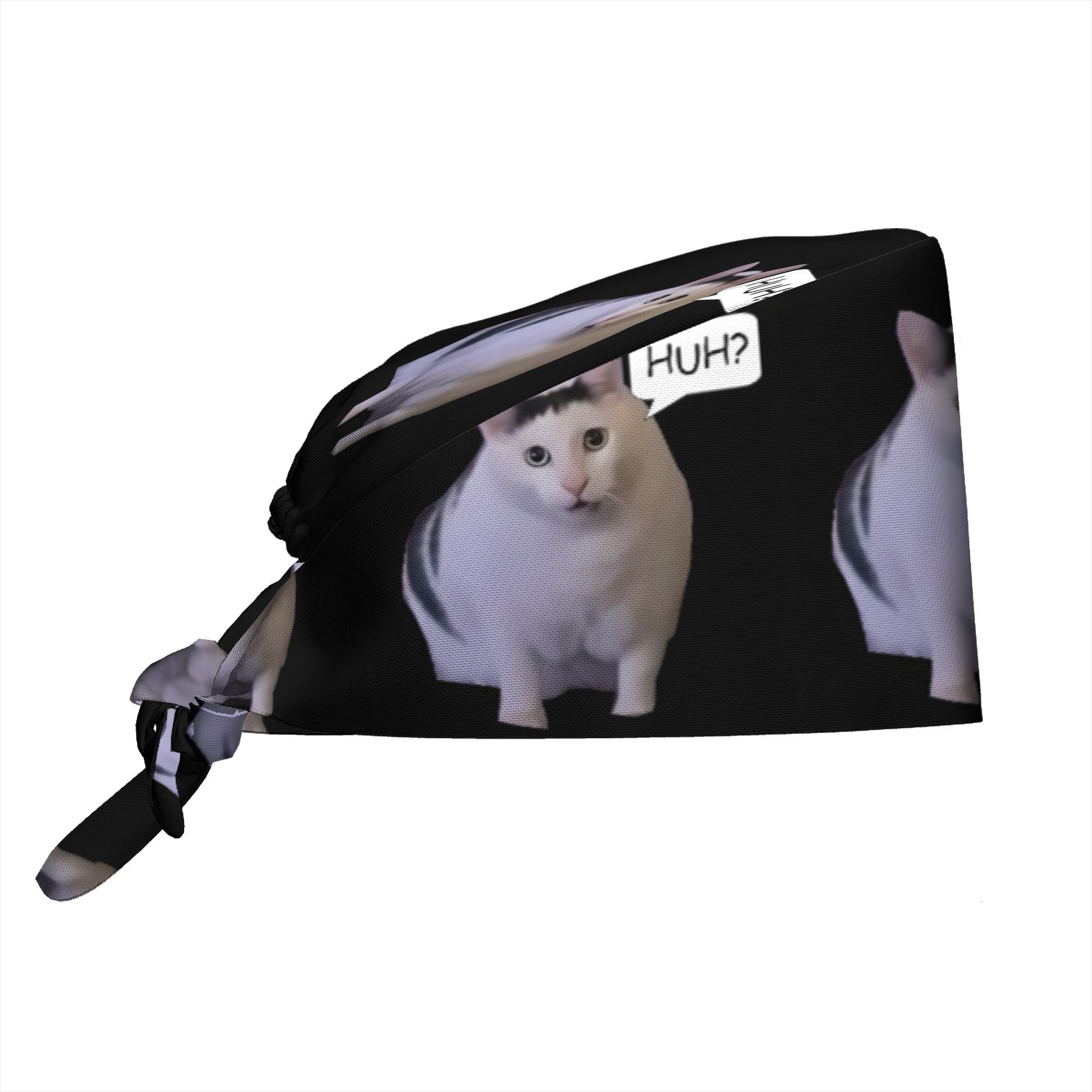 1 kos Huh Cat potiskana kuharska in medicinska kapa za moške in ženske, navdihnjena z internetno mem in humorno umetnostjo, ki prikazuje igrivo