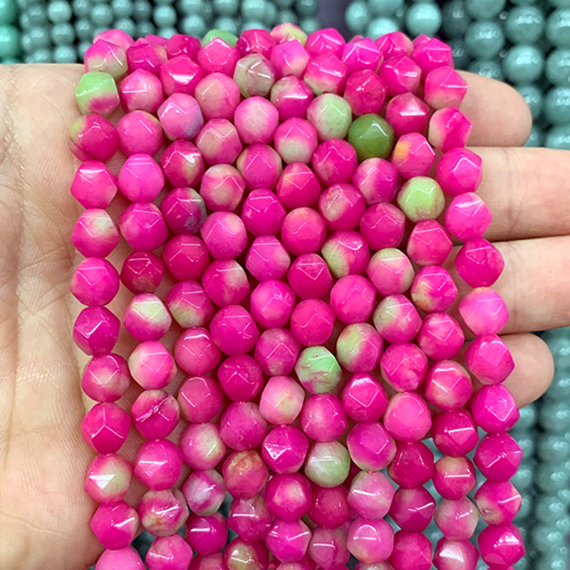 TEMU 5AA Natuursteen Gefacetteerde Perzikbloesem Handgemaakte Kralen voor Sierkettingen, Mode Decoratie Cadeau, 15" Strand, 8MM