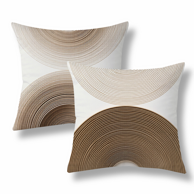 TEMU 2 piezas de fundas de cojín modernas, fundas de almohada decorativas, diseño de geométrico circular, tono beige . Fundas de almohada versátiles