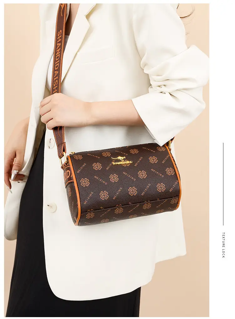 stylish dark brown floral print crossbody bag for women large capacity vintage inspired shoulder handbag with zip closure casual and commuting commuting handbag stylish womens accessory bag details 24