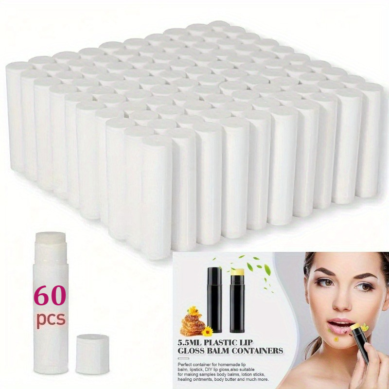 TEMU 60 .5g Twist-open Lip Balm Tubes, Blank Plastic Lip Gloss Containers That Used For Homemade Lipsticks, Lip Balms, And Solid Perfumes
