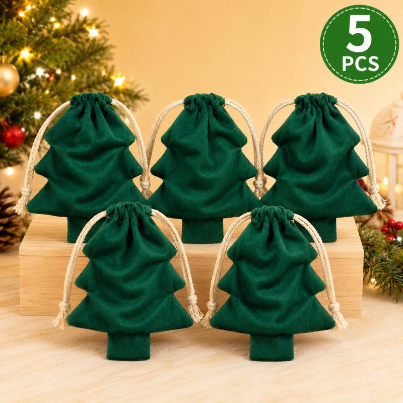 TEMU Sacs cadeaux à cordon d'arbre de Noël, ornements d'arbre de Noël, sacs de pour fêtes d'année, petits sacs cadeaux, décorations de Noël, sacs à