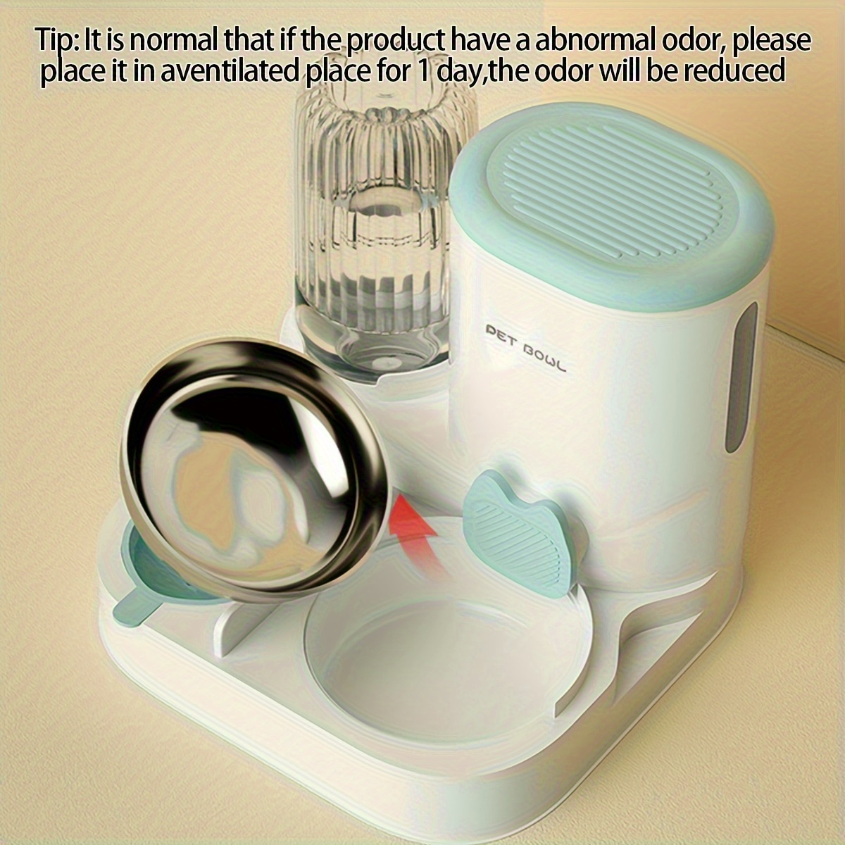 Fontaine à eau et distributeur automatique de nourriture pour chat 2-en-1, bol en acier inoxydable, détachable et lavable, station d'alimentation automatique pour chats d'intérieur