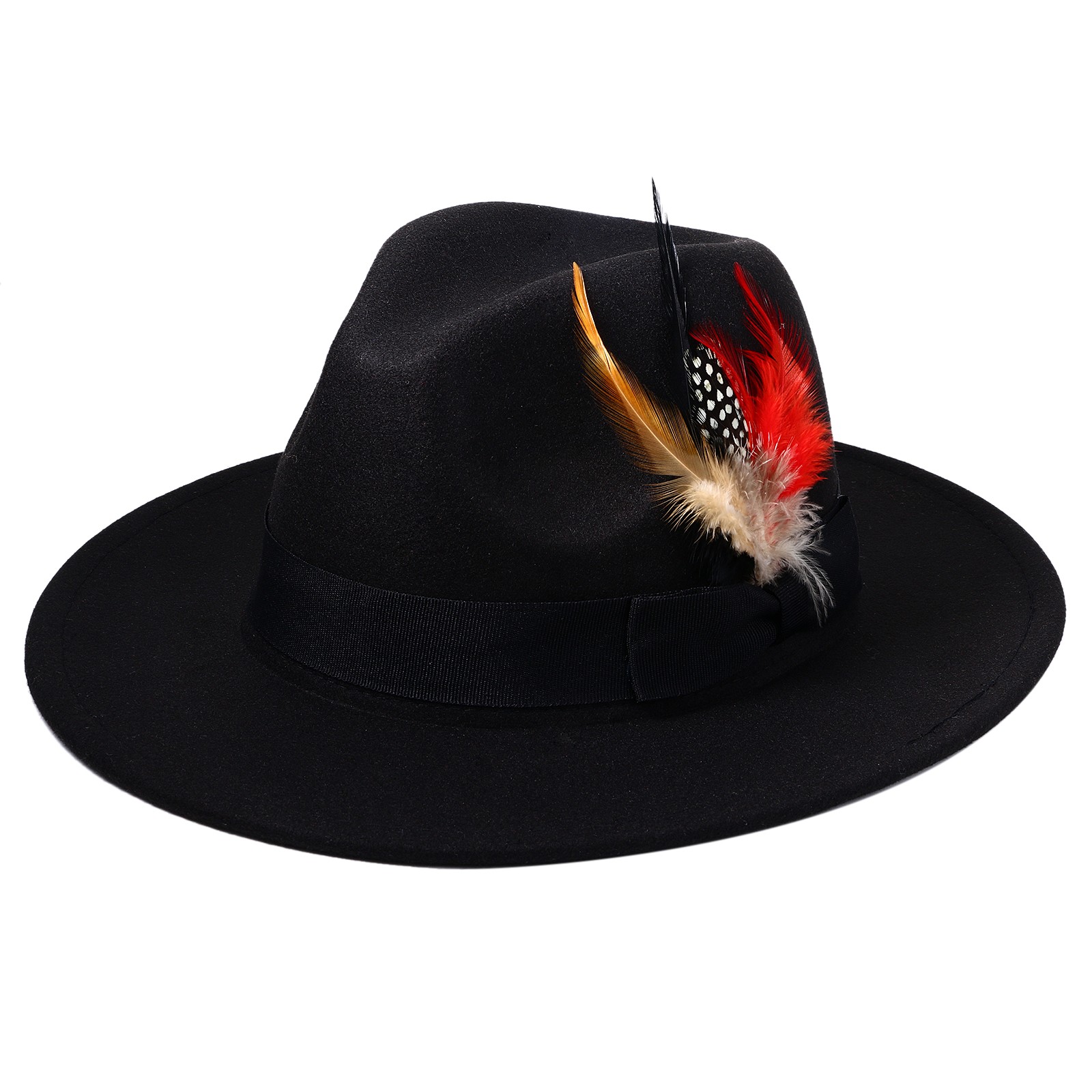 Image of Unisex Vintage Wide Brim Fedora Hat, Retro Derby Cap For Men And Women, Classic Panama Trilby For Formal And Daily Wear