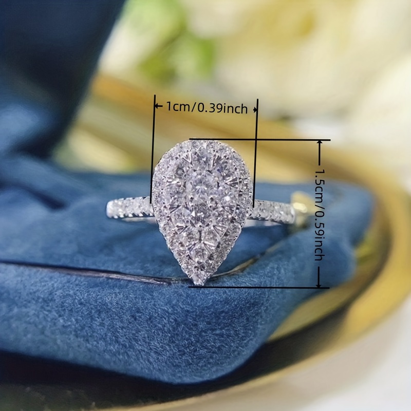 Copper CZ Teardrop Engagement Ring for Party