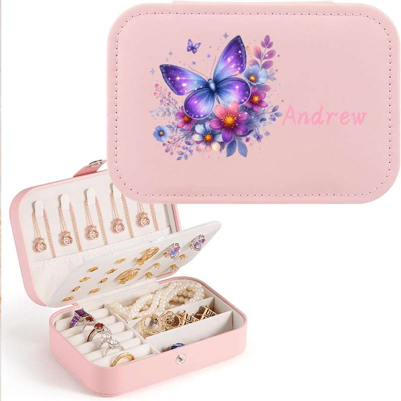 Personalized Sparkle Glitter Butterfly Jewelry Storage Box