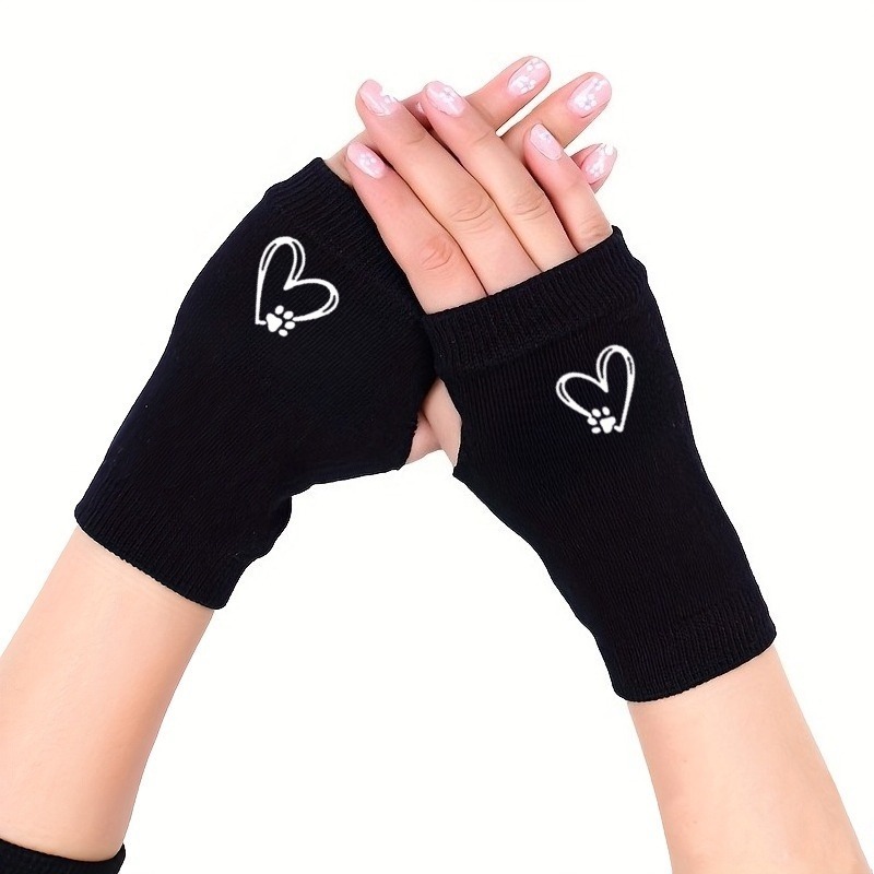 TEMU 2026 New Autumn/winter Outdoor Air-conditioned Room Warm Half-finger Finger Gloves, Two-color Women's Long Arm Sleeves