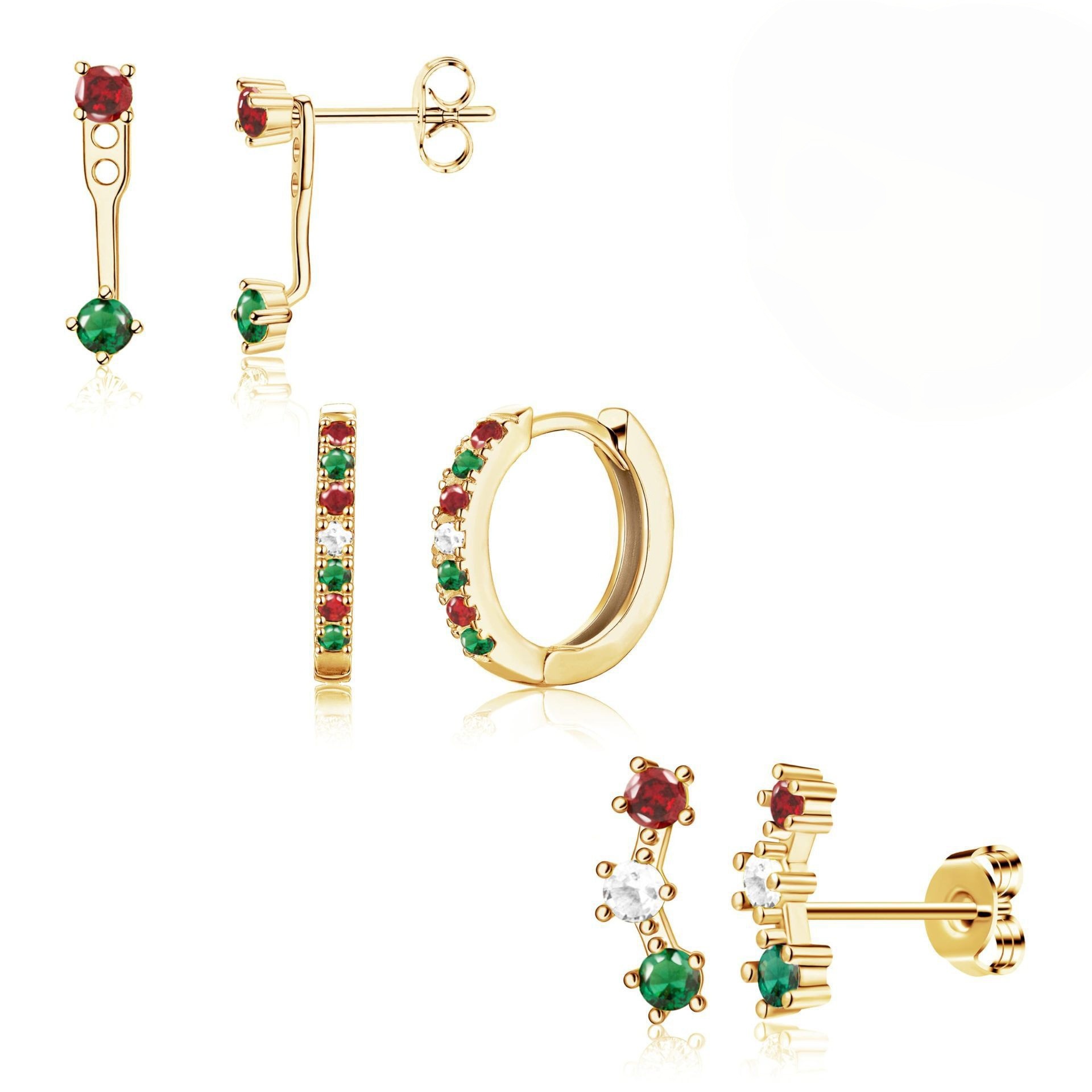 TEMU Ensemble assorti de 3 pièces de Noël, boucles d'oreilles et clous d'oreilles polyvalents et pour femme, cuivre délicatement avec synthétique