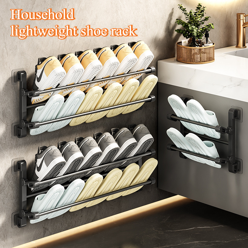 space saving multi layer shoe rack wall mounted no drill installation for entryway home storage details 1